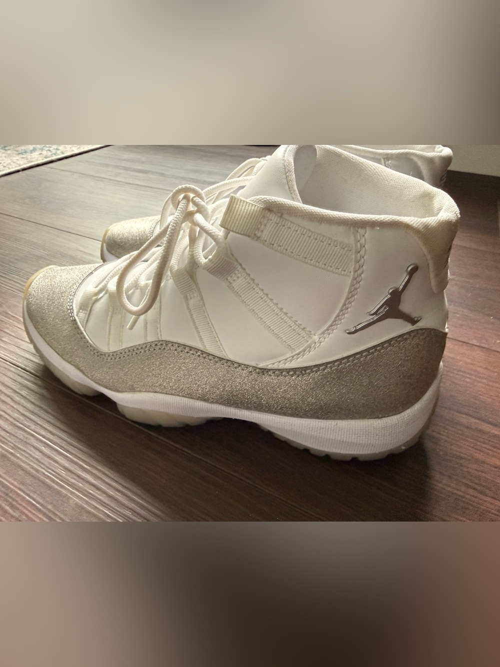 Jordan Little Kids White & Metallic Silver High-Top Sneakers